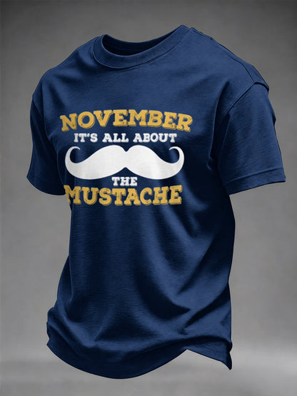 Men's Mustache Print Men's Health Support Graphic T-Shirt