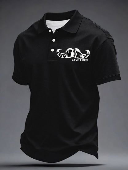 Men's Mustache Print Men's Health Support Graphic Shirt