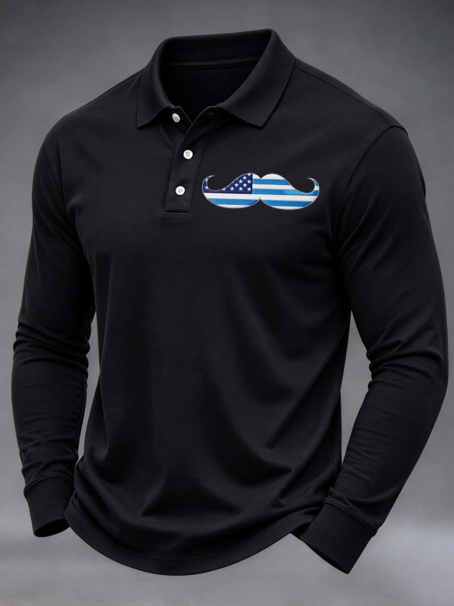 Men's Mustache Print Men's Health Support Graphic Shirt