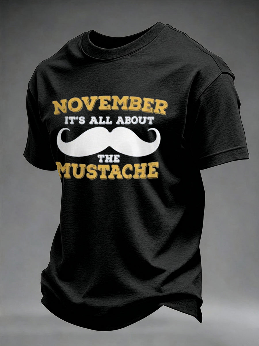 Men's Mustache Print Men's Health Support Graphic T-Shirt