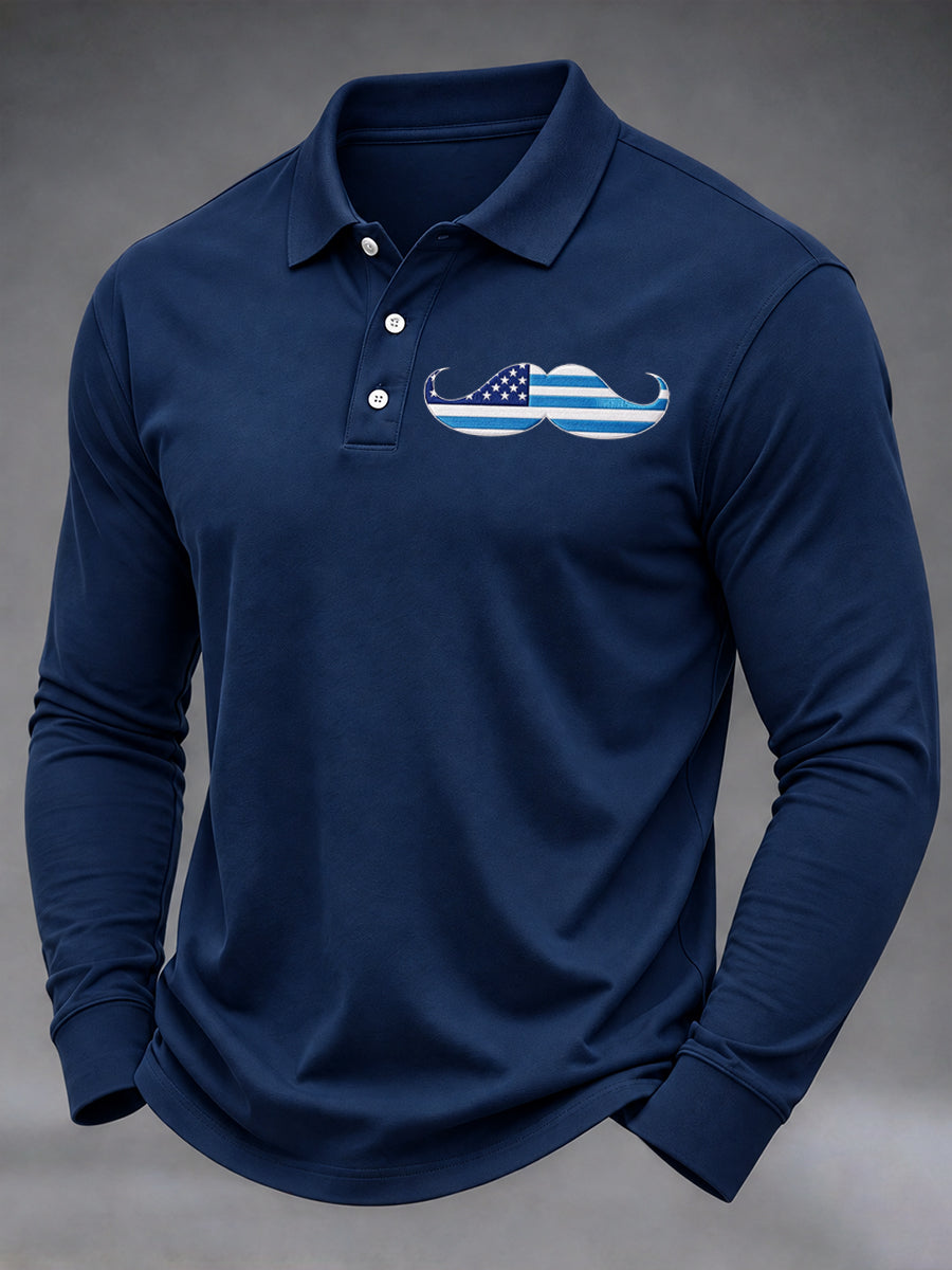 Men's Mustache Print Men's Health Support Graphic Shirt