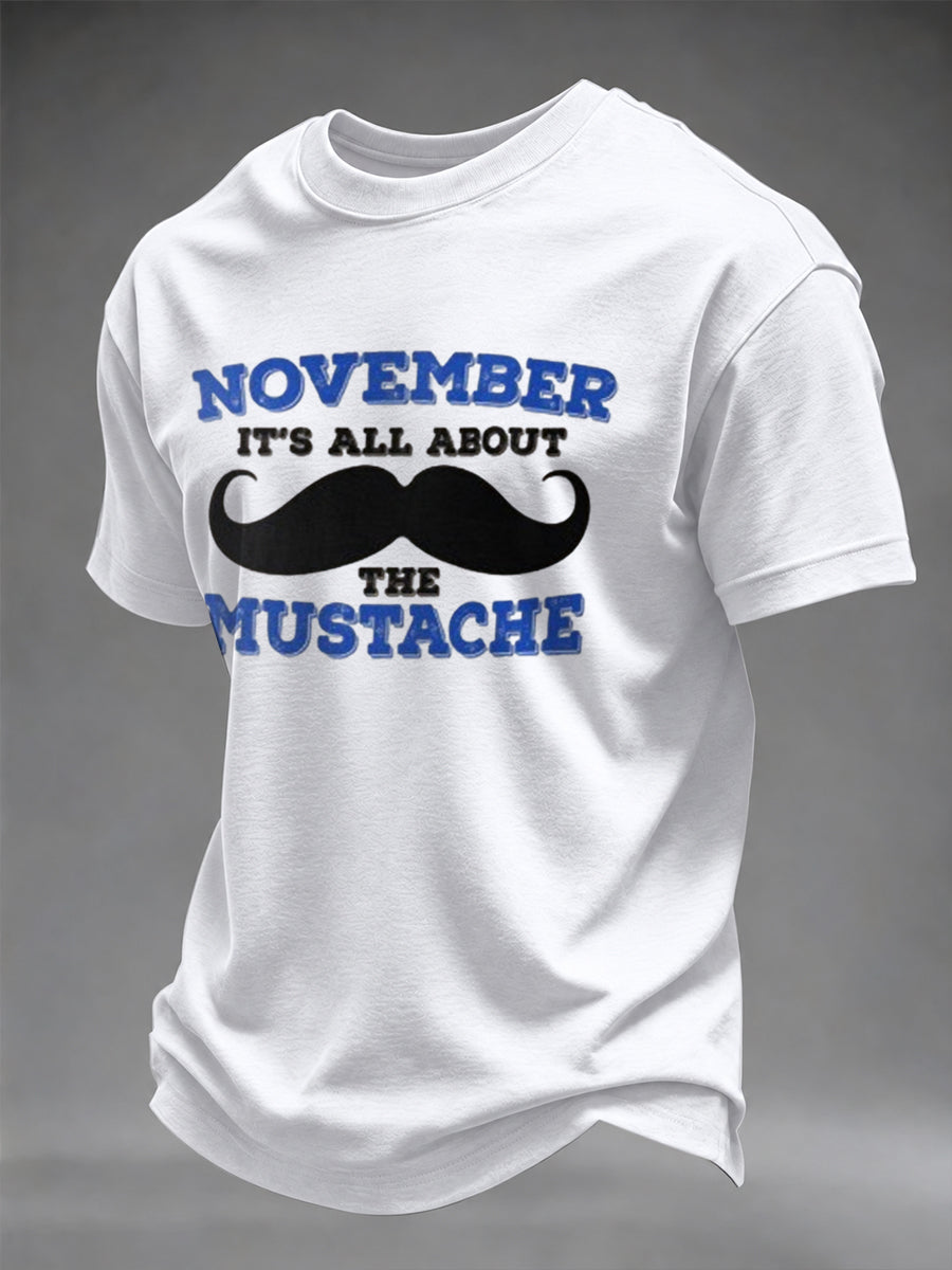 Men's Mustache Print Men's Health Support Graphic T-Shirt