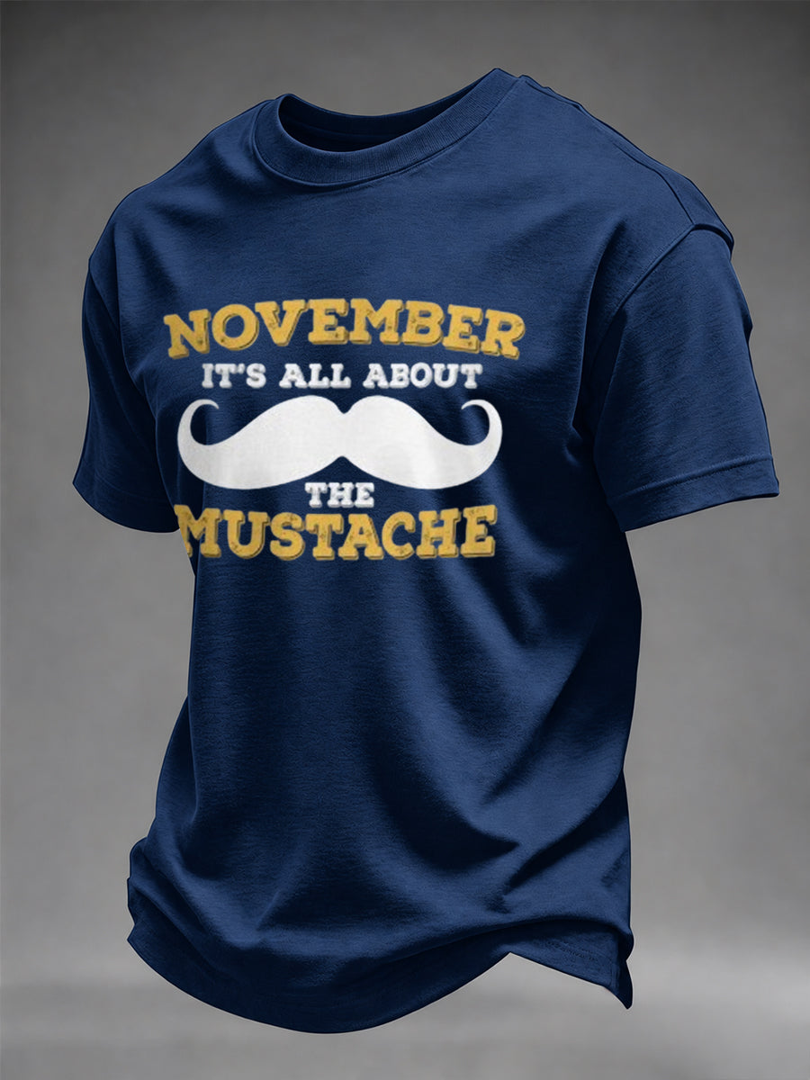 Men's Mustache Print Men's Health Support Graphic T-Shirt