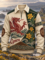 Men's British Wales Collared Zip-Up Sweatshirt