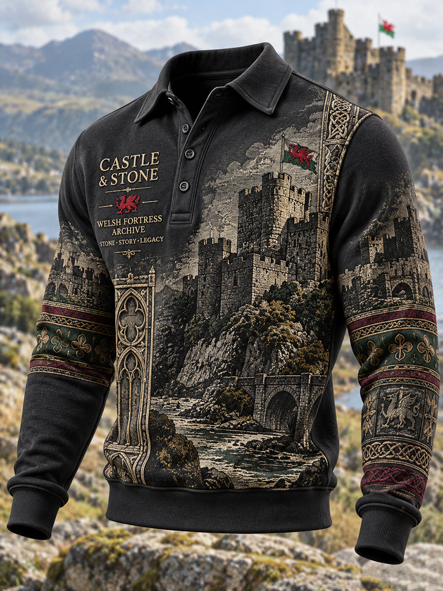 Men's Retro British Wales Printed Sweatshirt