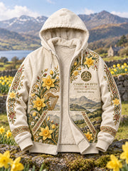 Men's British Wales Printed Shearling Hooded Coat
