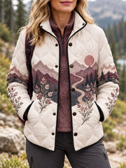 Women's Wilderness Trail Print Hike Lovers Lightly Padded Coat