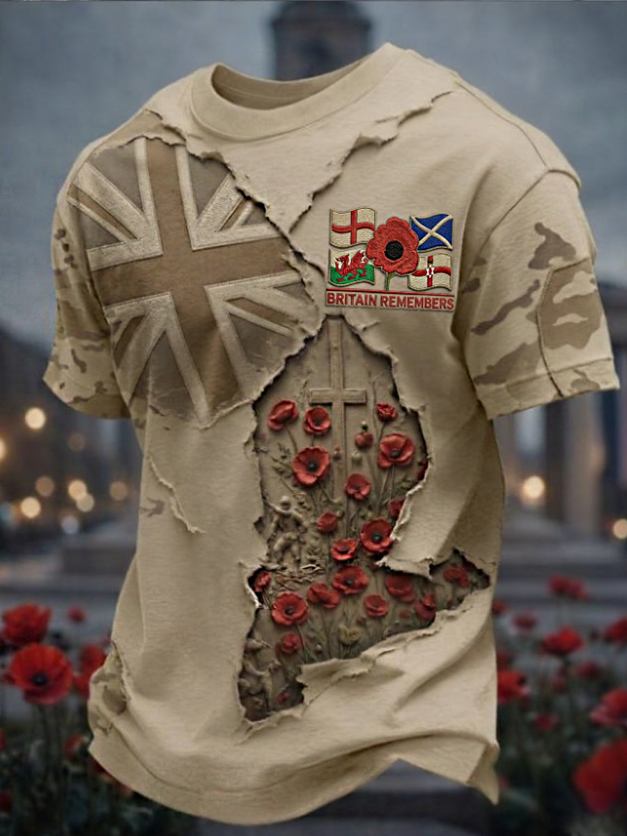 Men's Remembrance Day Lest We Forget short sleeves t-shirt