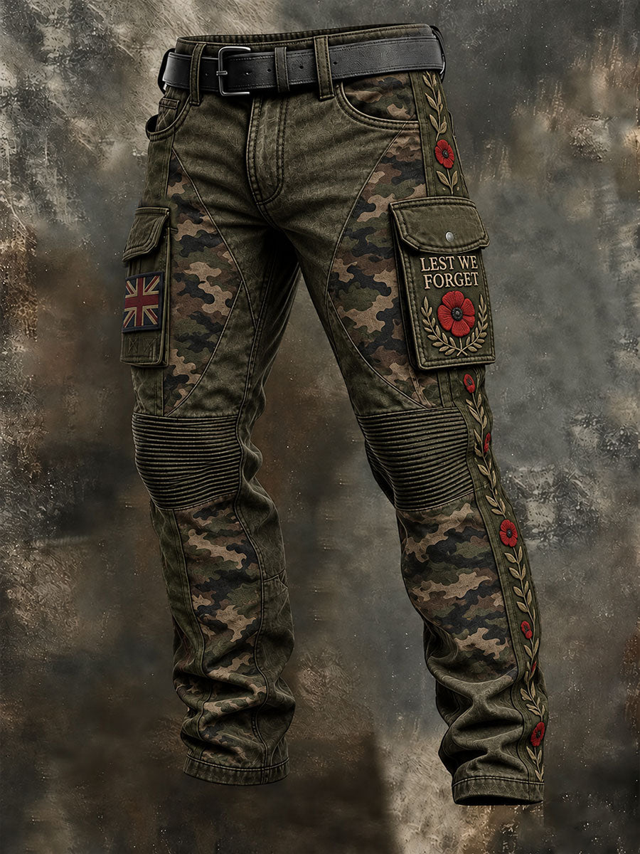 Men's Lest We Forget Camouflage Print Casual Work Trousers