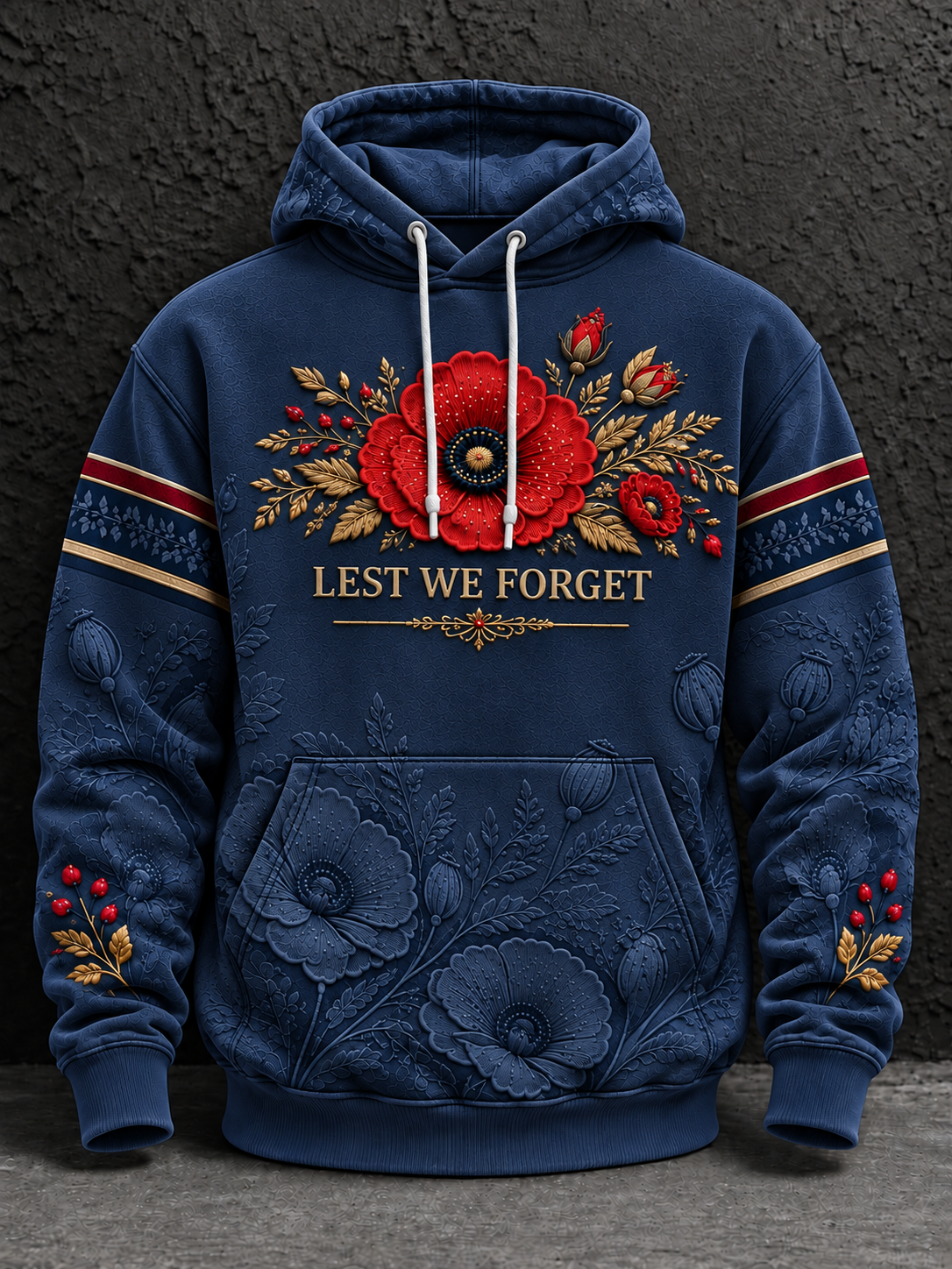 Men's Remembrance Day Oversized Drop-Shoulder Hoodie With Pockets