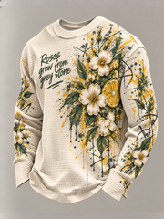 Men's Lemon Roses Music Lover Printed Waffle Sweatshirt